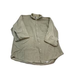 Eddie Bauer Button Up Shirt Size Large Tall Beige Tan Mens Long Sleeve